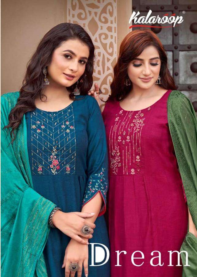 Dream By Kalaroop 13586 To 13591 Series Designer Festive Suits Beautiful Stylish Fancy Colorful Party Wear & Occasional Wear Heavy Rayon Dresses At Wholesale Price