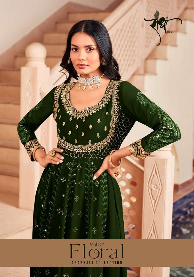 Floral Vol-2 By Radha Trendz 1011 To 1014 Series Designer Anarkali Suits Collection Beautiful Stylish Fancy Colorful Party Wear & Occasional Wear Georgette Embroidered Dresses At Wholesale Price