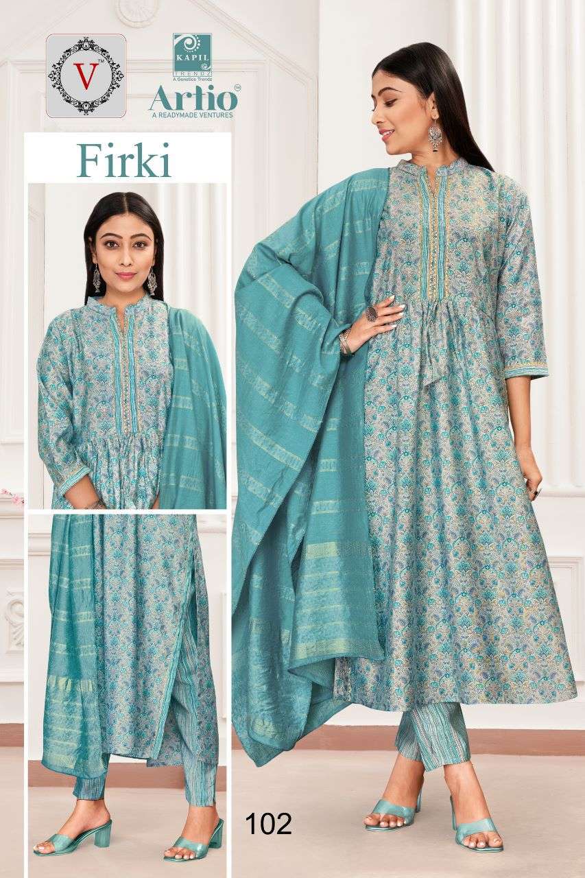 FIRKI BY ARTIO 101 TO 111 SERIES DESIGNER SUITS BEAUTIFUL FANCY COLORFUL STYLISH PARTY WEAR & OCCASIONAL WEAR MODAL PRINT DRESSES AT WHOLESALE PRICE