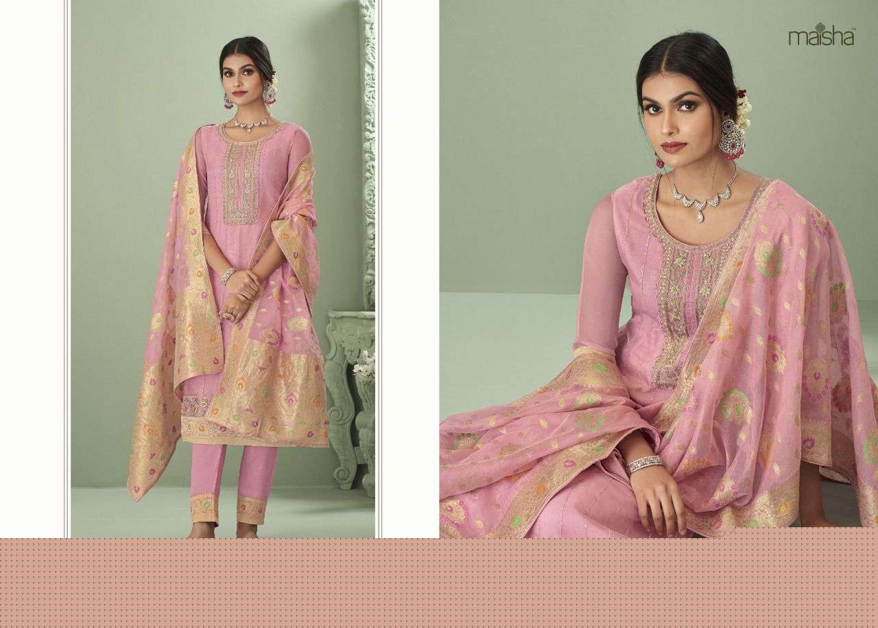 GULBARGA BY MAISHA 12025 TO 12029 SERIES FESTIVE SUITS BEAUTIFUL FANCY COLORFUL STYLISH PARTY WEAR & OCCASIONAL WEAR PURE ORGANZA EMBROIDERY DRESSES AT WHOLESALE PRICE