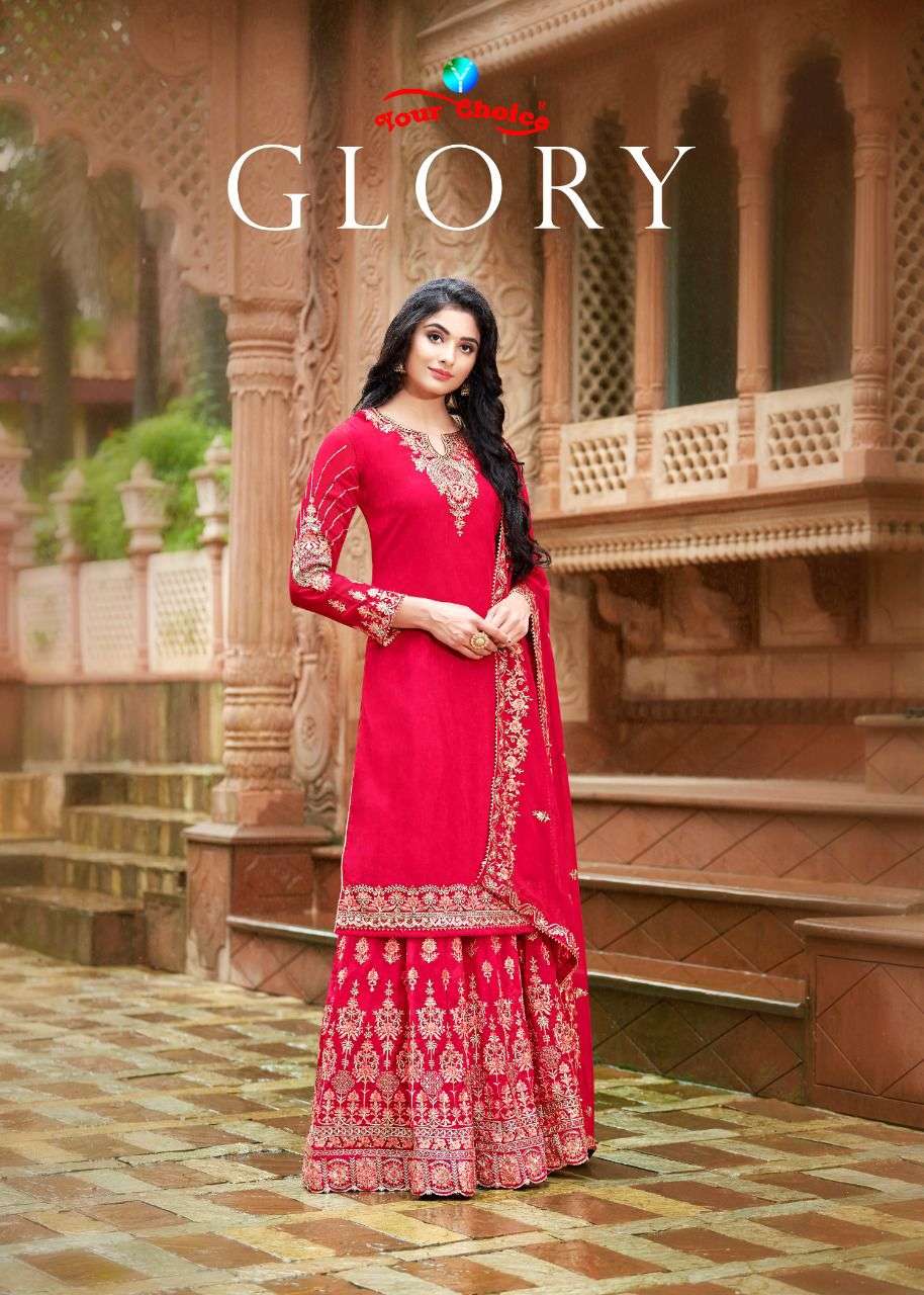 GLORY BY YOUR CHOICE 4152 TO 4155 SERIES BEAUTIFUL SHARARA SUITS COLORFUL STYLISH FANCY CASUAL WEAR & BLOOMING GREORGETTE DRESSES AT WHOLESALE PRICE