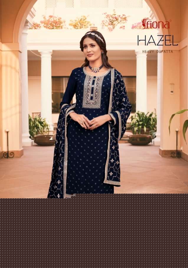 HAZEL BY FIONA 51431 TO 51434 SERIES BEAUTIFUL STYLISH SUITS FANCY COLORFUL CASUAL WEAR & ETHNIC WEAR & READY TO WEAR GEORGETTE EMBROIDERED DRESSES AT WHOLESALE PRICE
