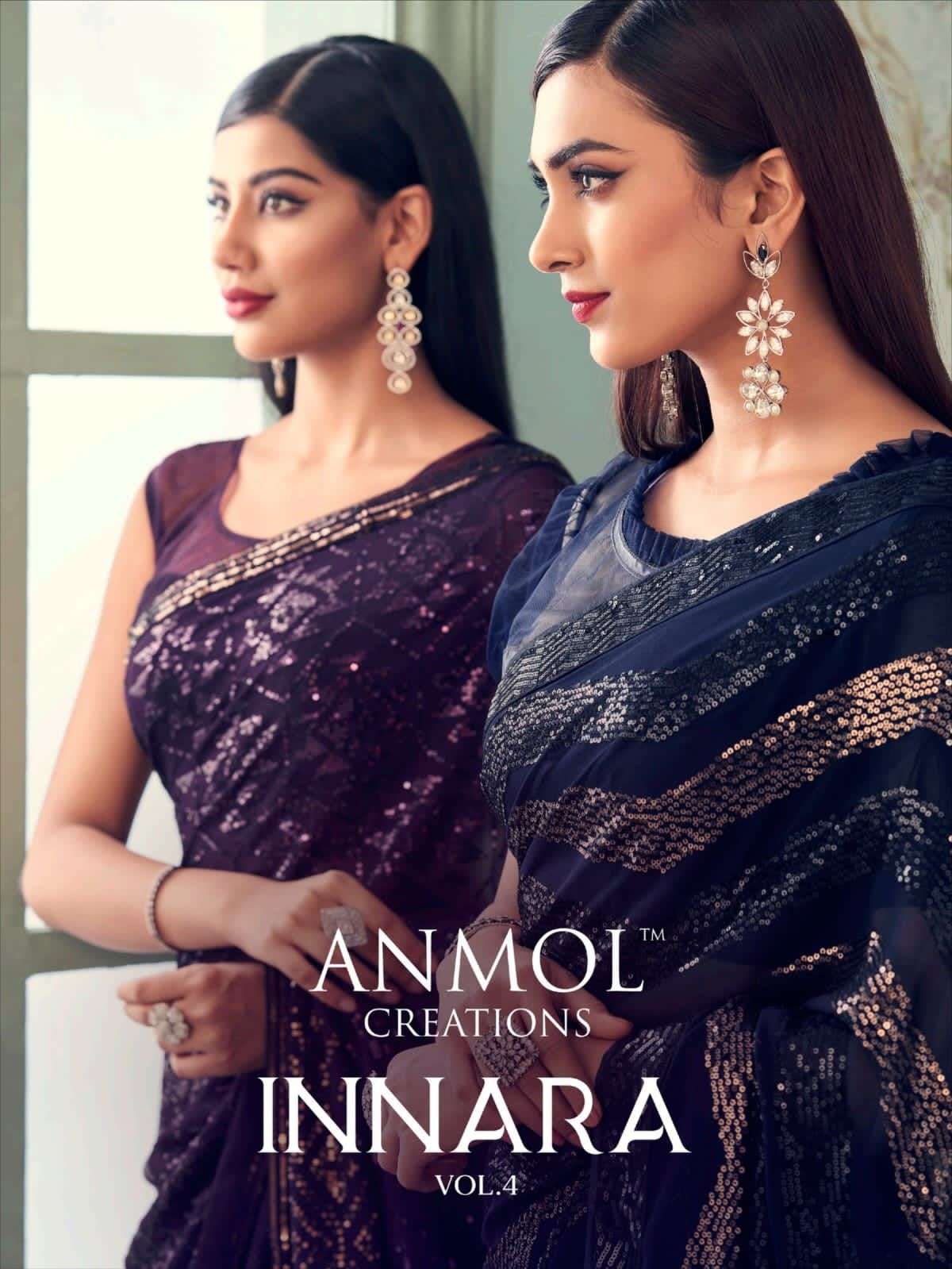 Innara Vol-4 By Anmol Creation 2401 To 2414 Series Indian Traditional Wear Collection Beautiful Stylish Fancy Colorful Party Wear & Occasional Wear Georgette Sarees At Wholesale Price