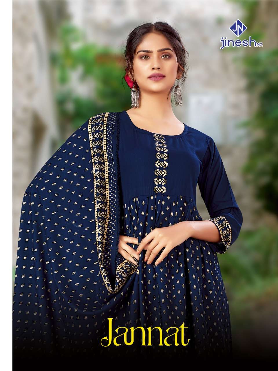 JANNAT BY JINESH NX 1001 TO 1008 SERIES BEAUTIFUL SUITS COLORFUL STYLISH FANCY CASUAL WEAR &  RAYON FOIL PRINT DRESSES AT WHOLESALE PRICE