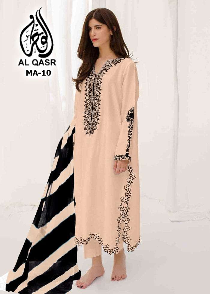 MA-10 COLOURS BY AL QASR 10-A TO 10-E SERIES BEAUTIFUL PAKISTANI SUITS COLORFUL STYLISH FANCY CASUAL WEAR & ETHNIC WEAR FAUX GEORGETTE DRESSES AT WHOLESALE PRICE
