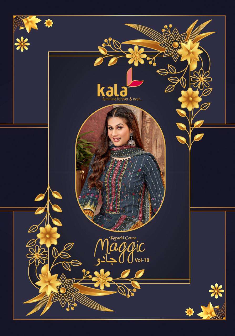 Maggic Vol-18 By Kala 4301 To 4312 Series Beautiful Suits Stylish Colorful Fancy Casual Wear & Ethnic Wear Pure Cotton Print Dresses At Wholesale Price