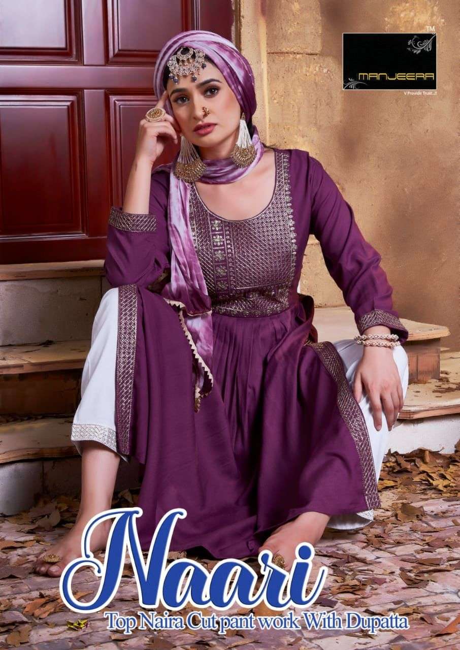 NAARI BY MANJEERA 01 TO 08 SERIES BEAUTIFUL SUITS COLORFUL STYLISH FANCY CASUAL WEAR & ETHNIC WEAR RAYON WITH WORK DRESSES AT WHOLESALE PRICE
