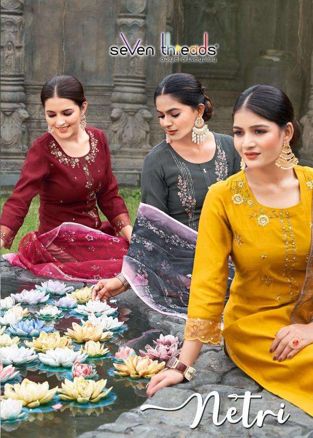 Netri By Seven Theads 11101 To 11107 Series Designer Festive Suits Collection Beautiful Stylish Fancy Colorful Party Wear & Occasional Wear Viscose Cotton Dresses At Wholesale Price