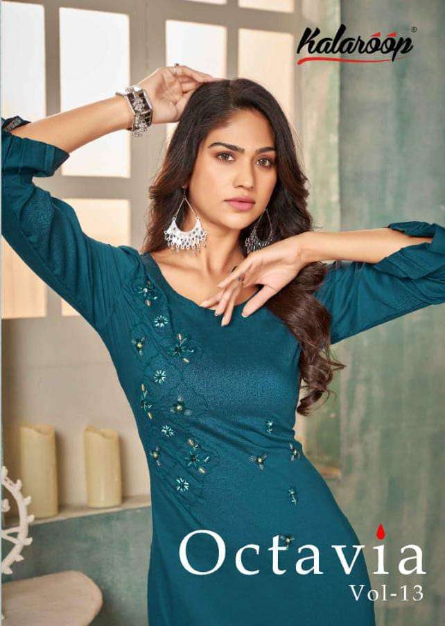 OCTVAIA VOL-13 BY KALAROOP 13704 TO 13709 SERIES DESIGNER STYLISH FANCY COLORFUL BEAUTIFUL PARTY WEAR & ETHNIC WEAR COLLECTION SILK EMBROIDERY KURTIS AT WHOLESALE PRICE