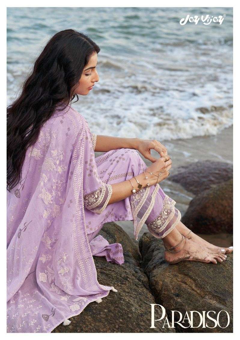 PARADISO BY JAY VIJAY PRINTS 7861 TO 7868 SERIES BEAUTIFUL INDIAN SUITS COLORFUL STYLISH FANCY CASUAL WEAR & ETHNIC WEAR PURE COTTON EMBROIDERED DRESSES AT WHOLESALE PRICE