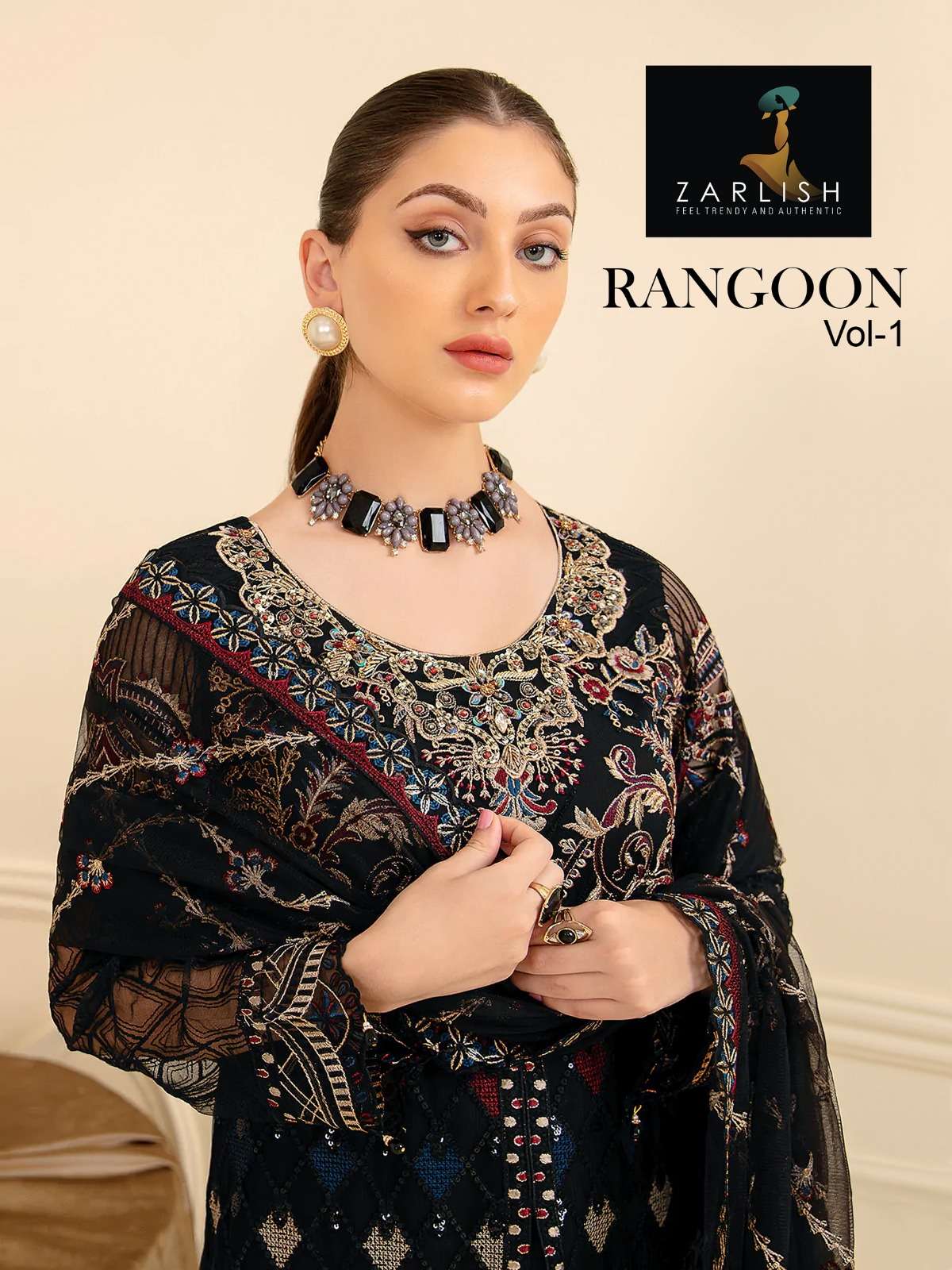 RANGOON VOL-1 BY ZARLISH 1101 TO 1103 SERIES BEAUTIFUL PAKISTANI SUITS COLORFUL STYLISH FANCY CASUAL WEAR & ETHNIC WEAR GEORGETTE EMBROIDERED DRESSES AT WHOLESALE PRICE