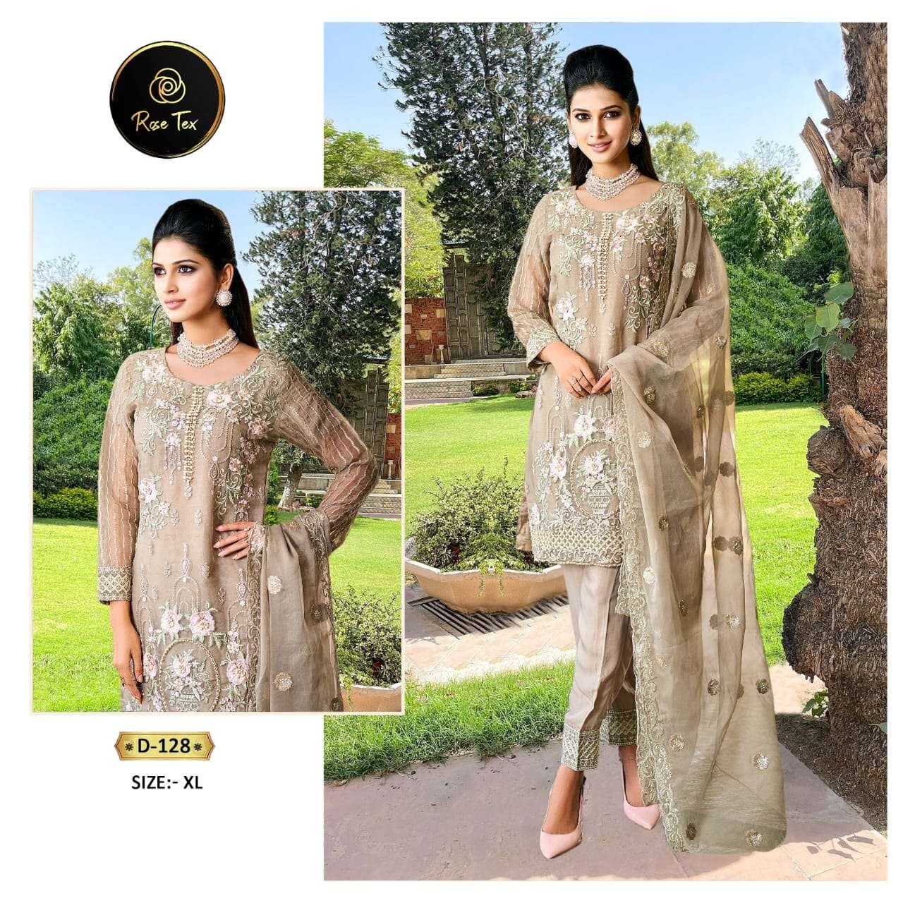 ROSE TEX HIT DESIGN 128 BY ROSE TEX DESIGNER PAKISTANI SUITS BEAUTIFUL FANCY STYLISH COLORFUL PARTY WEAR & OCCASIONAL WEAR PURE ORGANZA EMBROIDERY DRESSES AT WHOLESALE PRICE