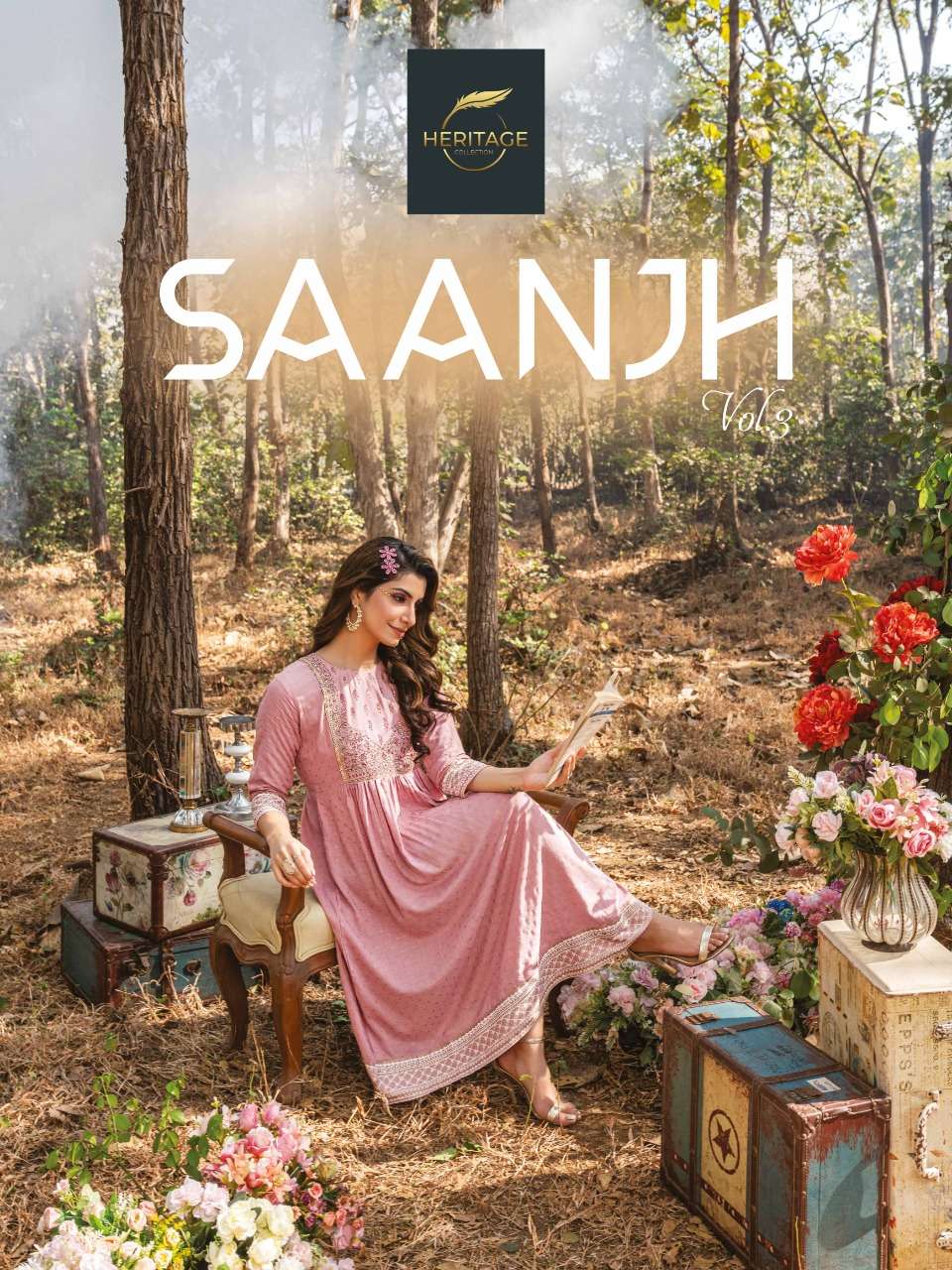 SAANJH VOL-3 BY HERITAGE 301 TO 306 SERIES DESIGNER STYLISH FANCY COLORFUL BEAUTIFUL PARTY WEAR & ETHNIC WEAR COLLECTION RAYON KURTIS AT WHOLESALE PRICE