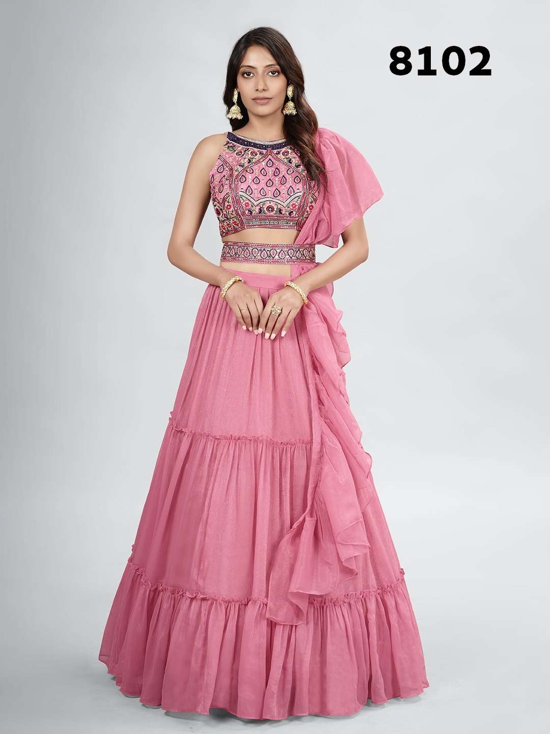 Solstice Vol-3 By Dresstive 8101 To 8103 Series Designer Beautiful Navratri Collection Occasional Wear & Party Wear Chiffon Lehengas At Wholesale Price