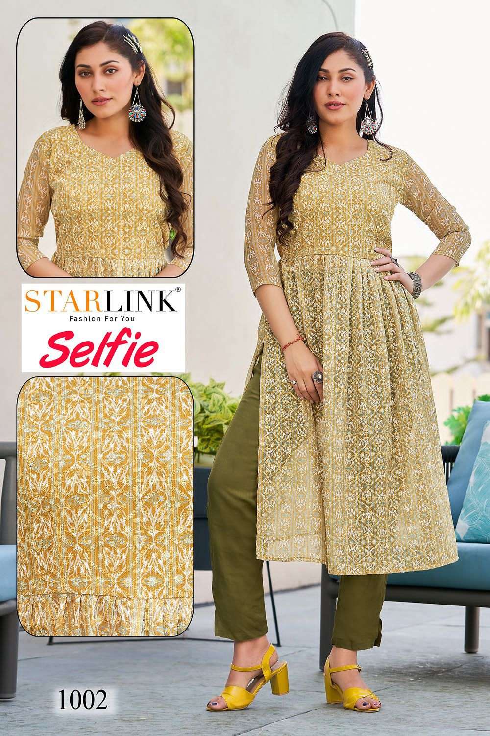 SELFIE BY STARLINK 1001 TO 1008 SERIES DESIGNER STYLISH FANCY COLORFUL BEAUTIFUL PARTY WEAR & ETHNIC WEAR COLLECTION GEORGETTE PRINT KURTIS AT WHOLESALE PRICE