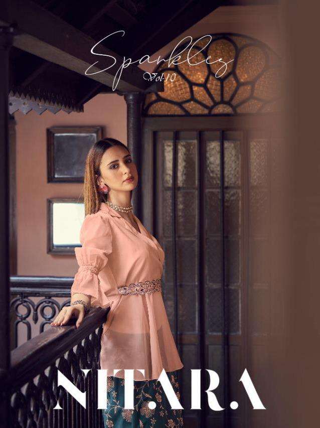 SPARKLES VOL-11 BY NITARA 7501 TO 7506 SERIES DESIGNER STYLISH FANCY COLORFUL BEAUTIFUL PARTY WEAR & ETHNIC WEAR COLLECTION ORGANZA TOPS WITH BOTTOM AT WHOLESALE PRICE