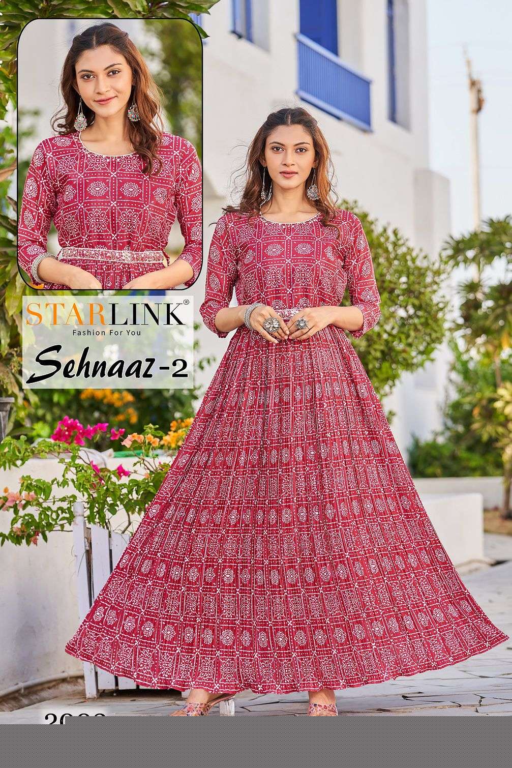 SEHNAAZ VOL-2 BY STARLINK 2001 TO 2008 SERIES DESIGNER STYLISH FANCY COLORFUL BEAUTIFUL PARTY WEAR & ETHNIC WEAR COLLECTION CHINNON DIGITAL PRINT GOWNS AT WHOLESALE PRICE