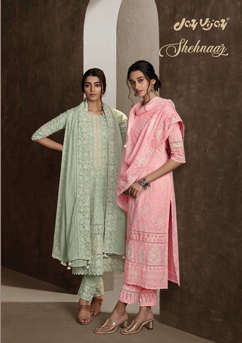 Shehnaaz By Jay Vijay Prints 7721 To 7728 Series Designer Festive Suits Beautiful Stylish Fancy Colorful Party Wear & Occasional Wear Pure Cotton Embroidered Dresses At Wholesale Price