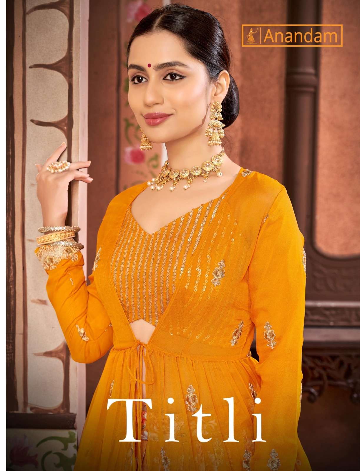 TITLI BY ANANDAM 2399 TO 2401 SERIES INDIAN TRADITIONAL BEAUTIFUL STYLISH DESIGNER BANARASI SILK JACQUARD EMBROIDERED PARTY WEAR CHINNON LEHENGAS AT WHOLESALE PRICE