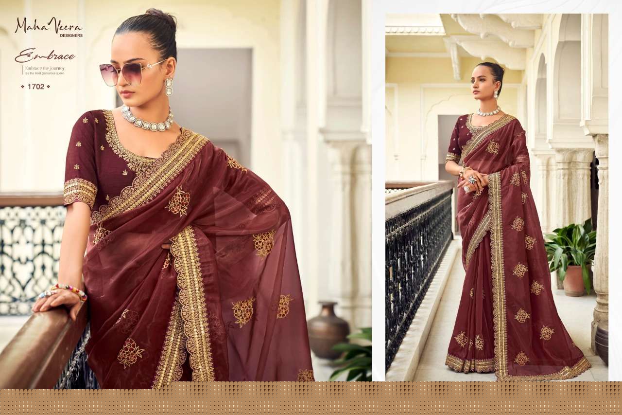 Vaidehi By Maha Veera Designer 1701 To 1708 Series Indian Traditional Wear Collection Beautiful Stylish Fancy Colorful Party Wear & Occasional Wear Georgette Sarees At Wholesale Price