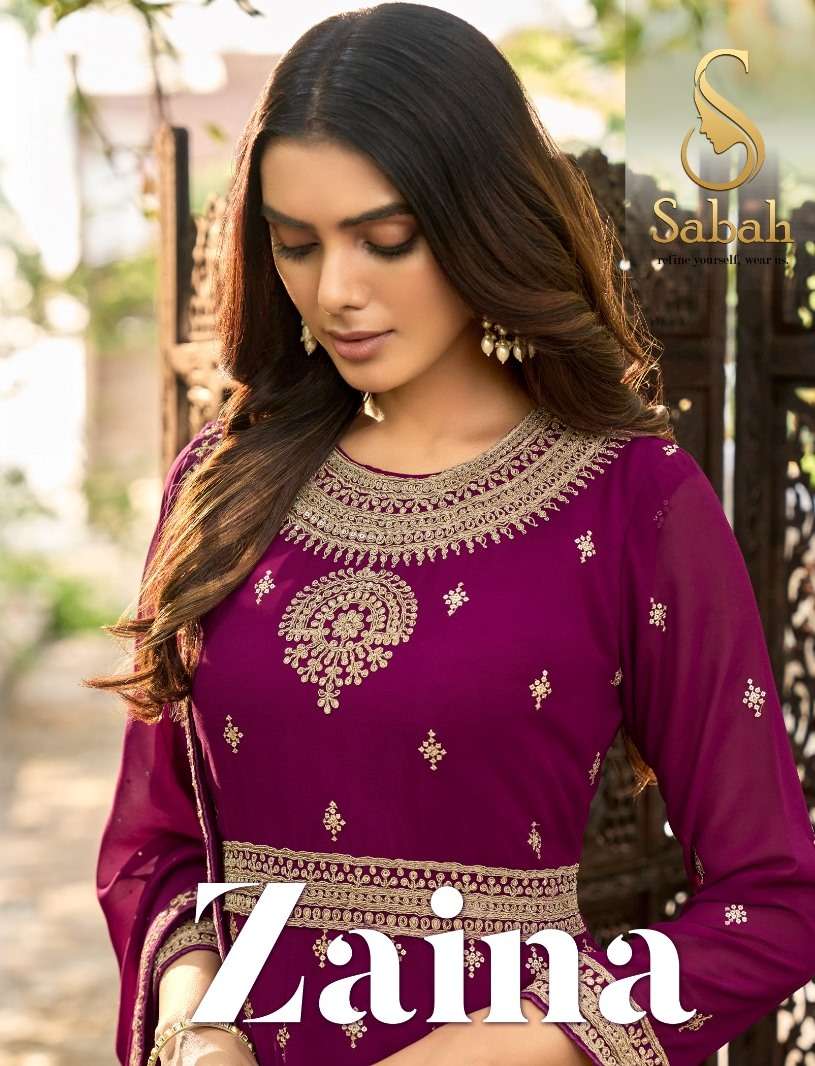 Zaina By Sabah 1021 To 1025 Series Designer Anarkali Suits Beautiful Fancy Colorful Stylish Party Wear & Occasional Wear Faux Georgette Dresses At Wholesale Price