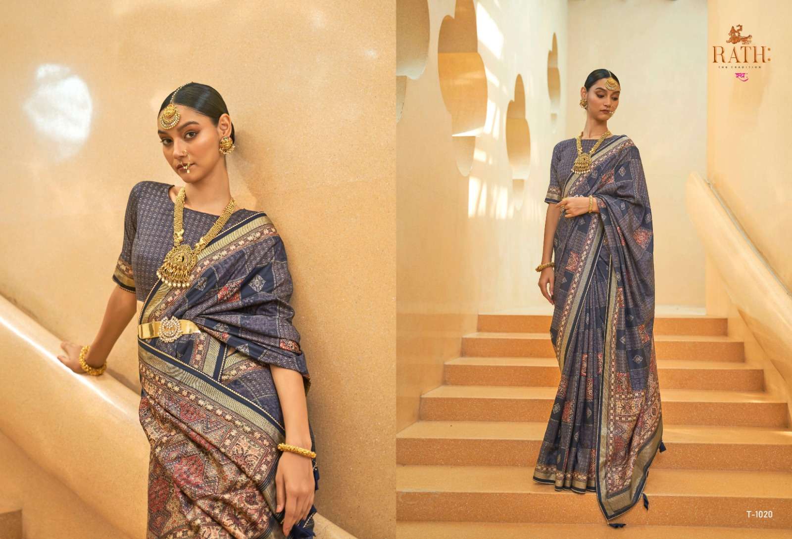 Antra By Rath 1019 To 1027 Series Indian Traditional Wear Collection Beautiful Stylish Fancy Colorful Party Wear & Occasional Wear Brasso Sarees At Wholesale Price