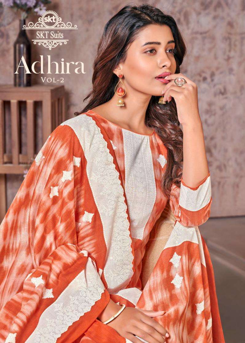 Adhira Vol-2 By Skt Suits 75001 To 75008 Series Beautiful Festive Suits Colorful Stylish Fancy Casual Wear & Ethnic Wear Pure Cotton Print Dresses At Wholesale Price