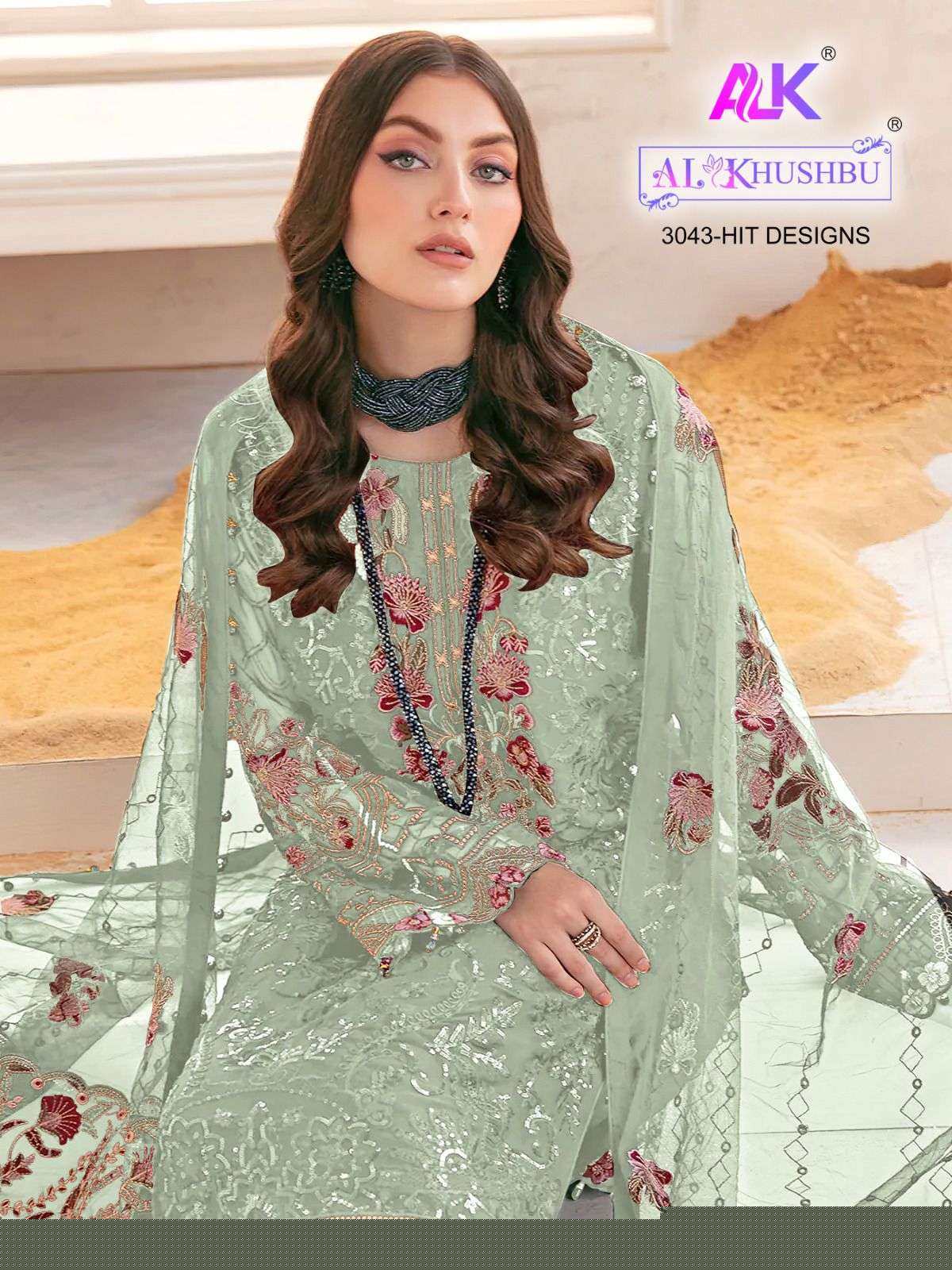Al Khushbu Hit Design 3043 Colours Vol-2 By Al Khushbu 3043-R To 3043-U Series Pakistani Suits Beautiful Fancy Colorful Stylish Party Wear & Occasional Wear Faux Georgette With Embroidery Dresses At Wholesale Price