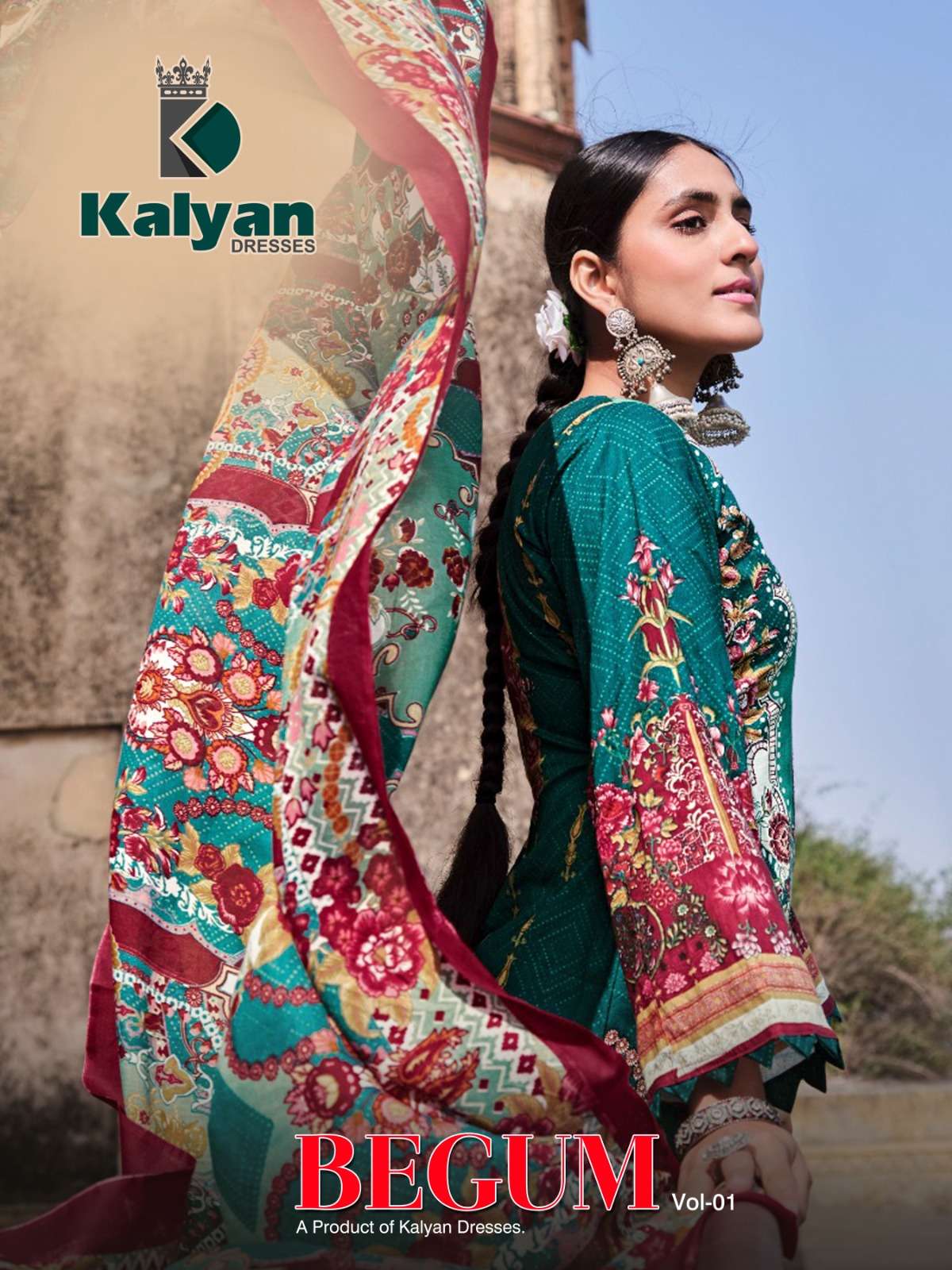 Begum Vol-1 By Kalyan 101 To 106 Series Festive Suits Beautiful Fancy Colorful Stylish Party Wear & Occasional Wear Pure Cotton With Embroidery Dresses At Wholesale Price