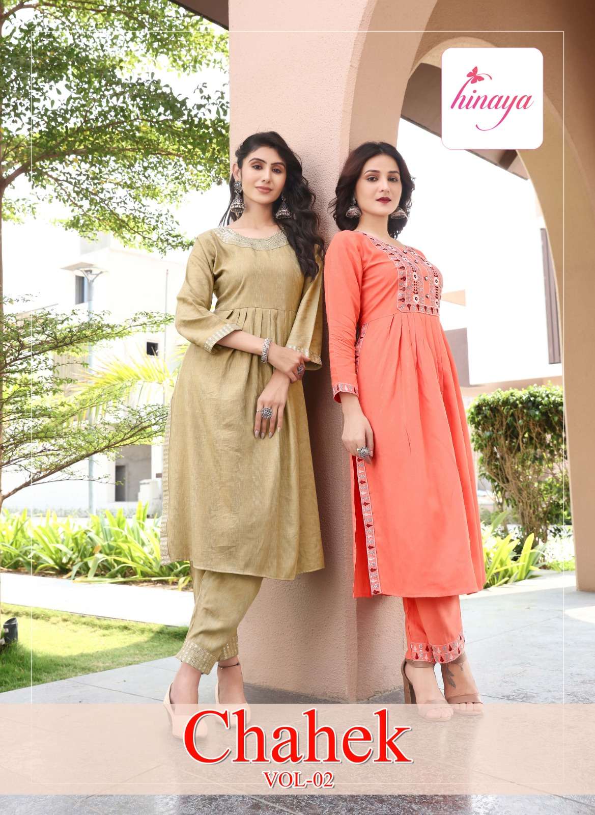 Chahek Vol-2 By Hinaya 2001 To 2006 Series Designer Stylish Fancy Colorful Beautiful Party Wear & Ethnic Wear Collection Rayon Embroidered Kurtis With Bottom At Wholesale Price