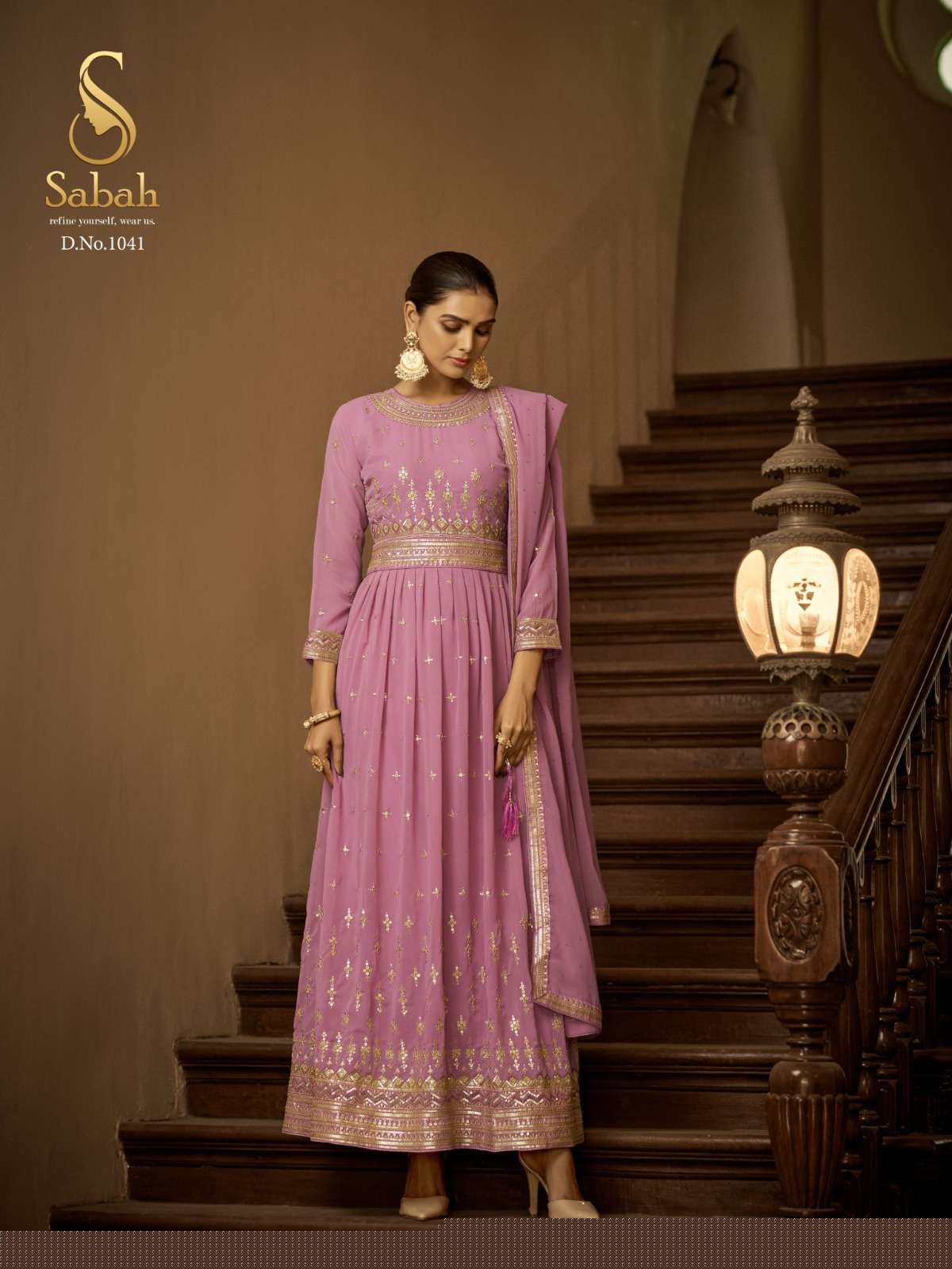 Fiza By Sabah 1041 To 1043 Series Designer Festive Suits Beautiful Fancy Colorful Stylish Party Wear & Occasional Wear Heavy Faux Georgette Dresses At Wholesale Price