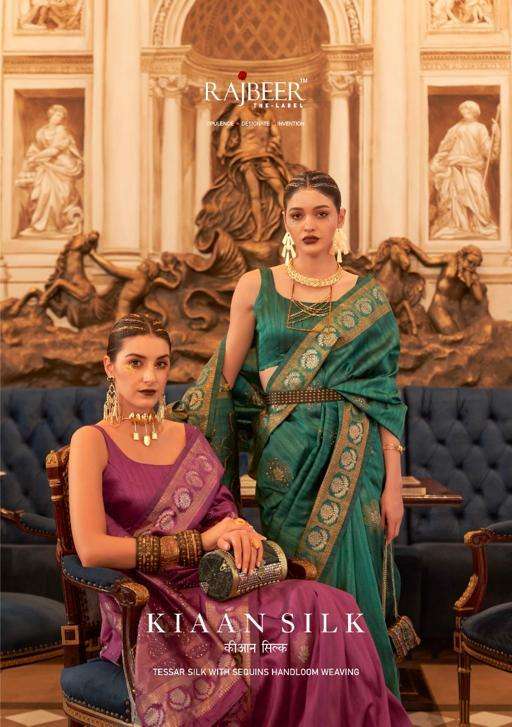 Kiaan Silk By Rajbeer 12001 To 12006 Series Indian Traditional Wear Collection Beautiful Stylish Fancy Colorful Party Wear & Occasional Wear Tussar Silk Sarees At Wholesale Price