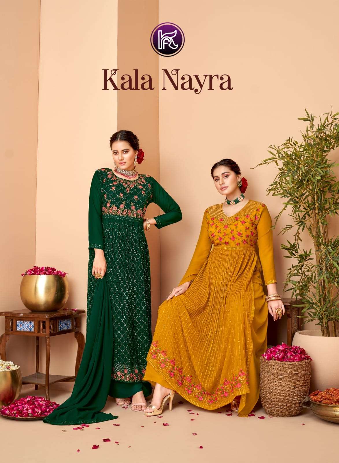 Kala Nayra By Kala Fashion 50001 To 50006 Series Beautiful Suits Colorful Stylish Fancy Casual Wear & Ethnic Wear Georgette Embroidered Dresses At Wholesale Price