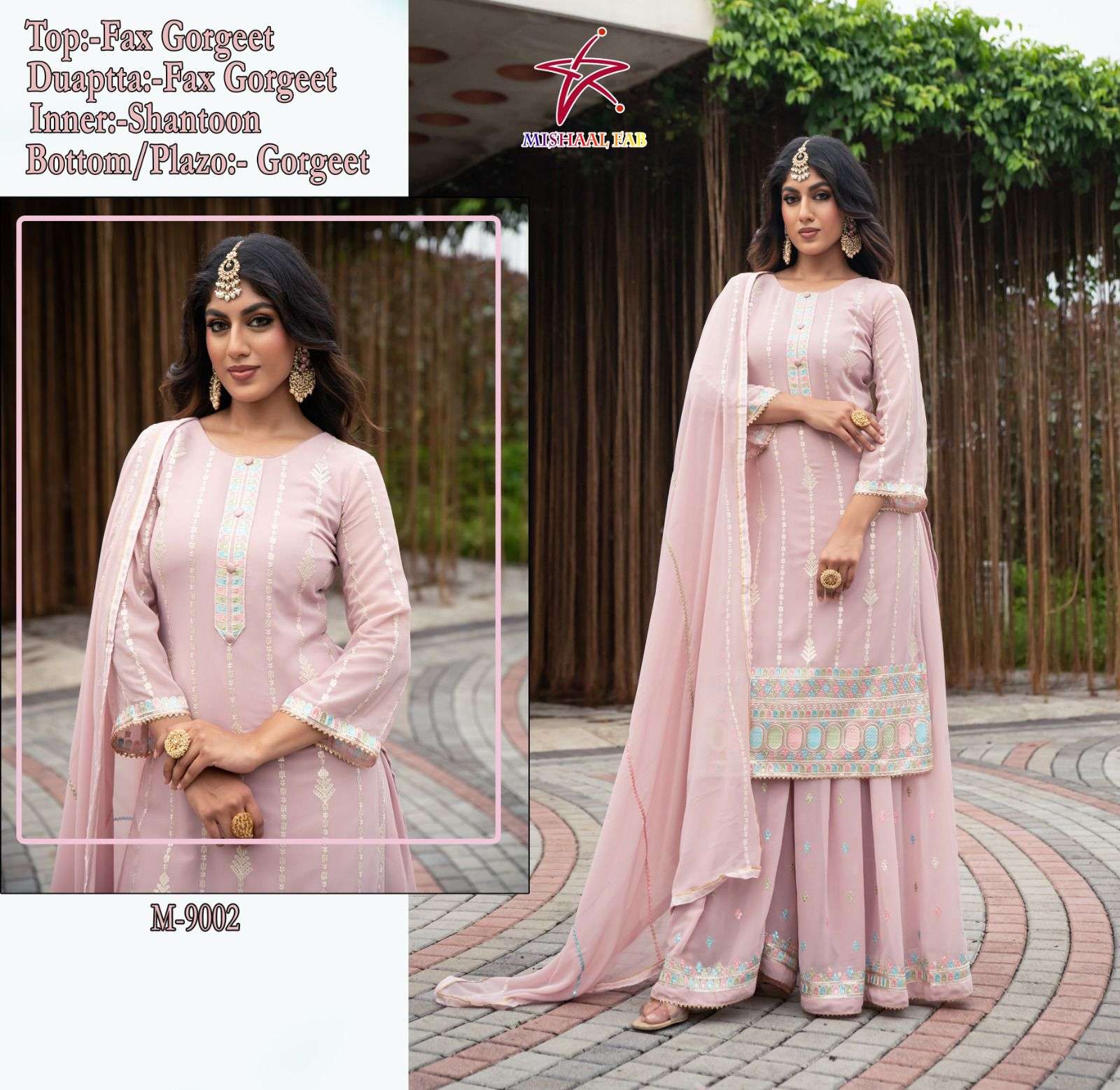 Mishaal Hit Design 9002 By Mishaal Fab Beautiful Pakistani Suits Stylish Colorful Fancy Casual Wear & Ethnic Wear Faux Georgette Embroidered Dresses At Wholesale Price