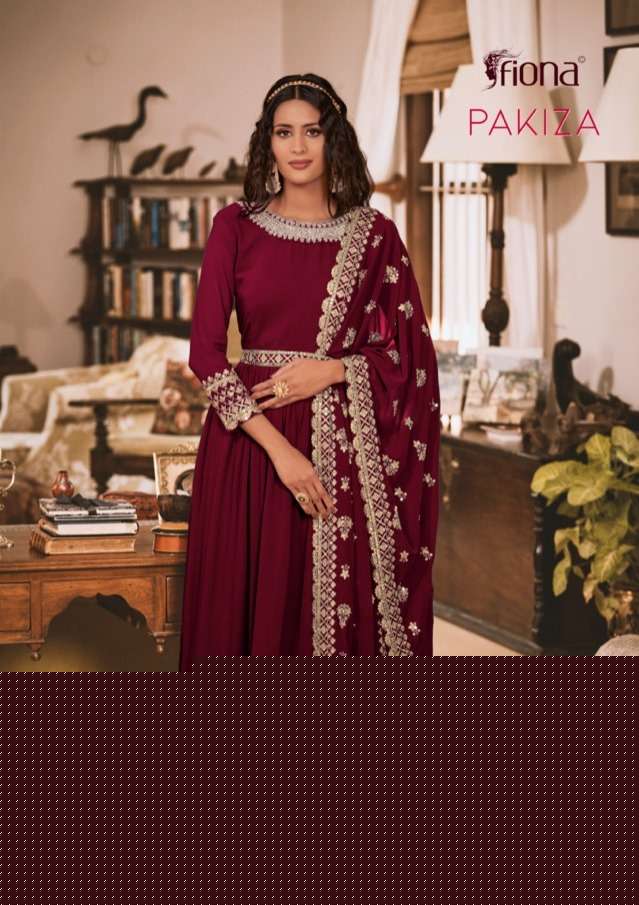 Pakiza By Fiona 51401 To 51404 Series Beautiful Stylish Fancy Colorful Casual Wear & Ethnic Wear Georgette Gowns With Dupatta At Wholesale Price
