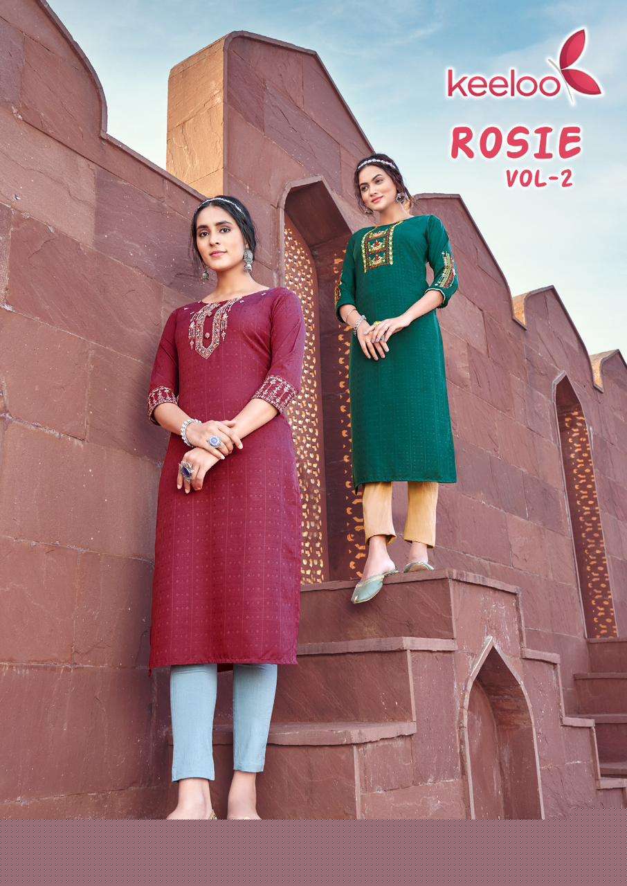 Rosie Vol-2 By Keeloo 2001 To 2006 Series Designer Stylish Fancy Colorful Beautiful Party Wear & Ethnic Wear Collection Viscose Dobby Kurtis At Wholesale Price