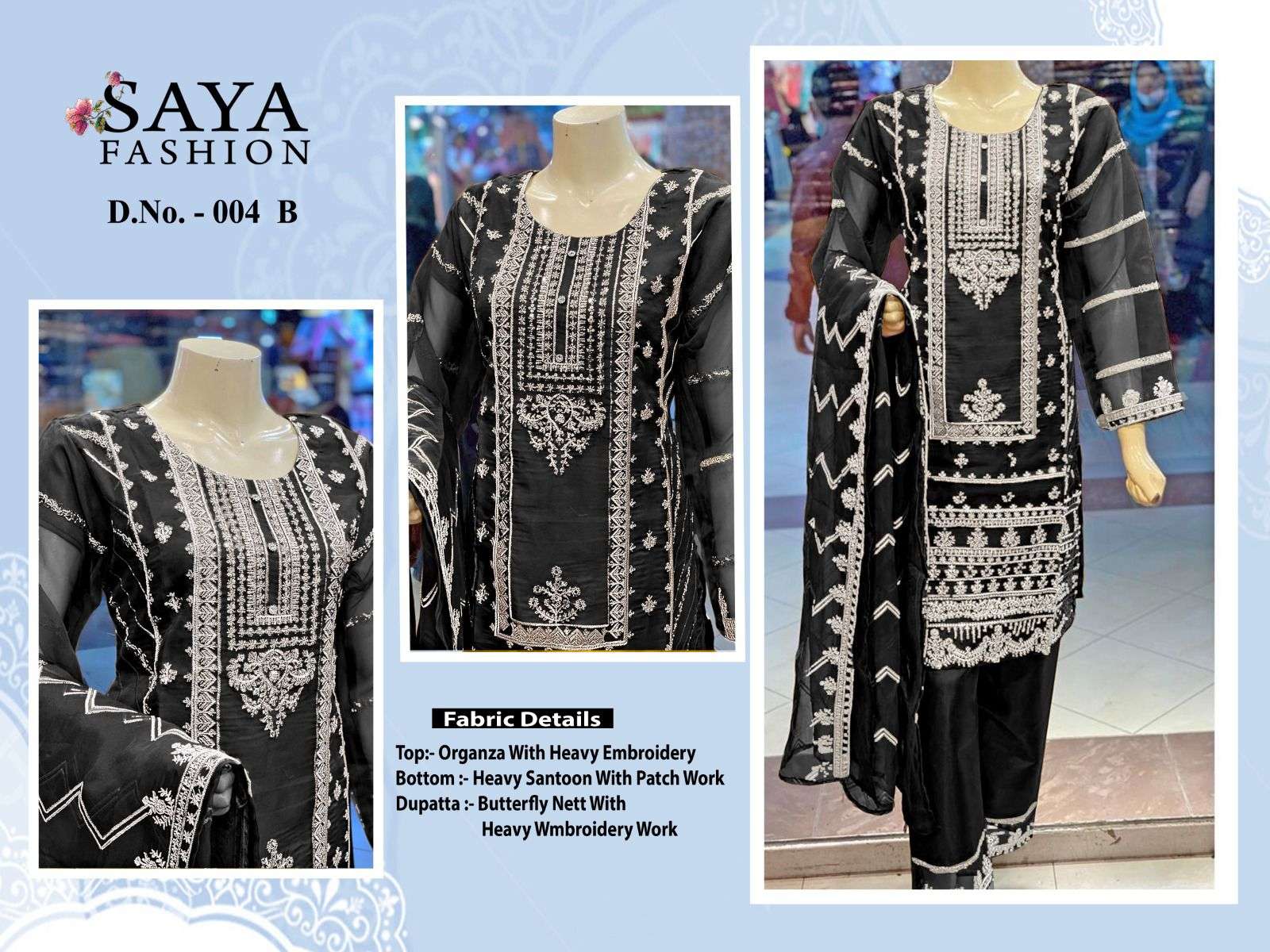 Saya-004 Colours By Saya Fashion 004-A To 004-B Series Pakistani Suits Beautiful Fancy Colorful Stylish Party Wear & Occasional Wear Organza Embroidered Dresses At Wholesale Price