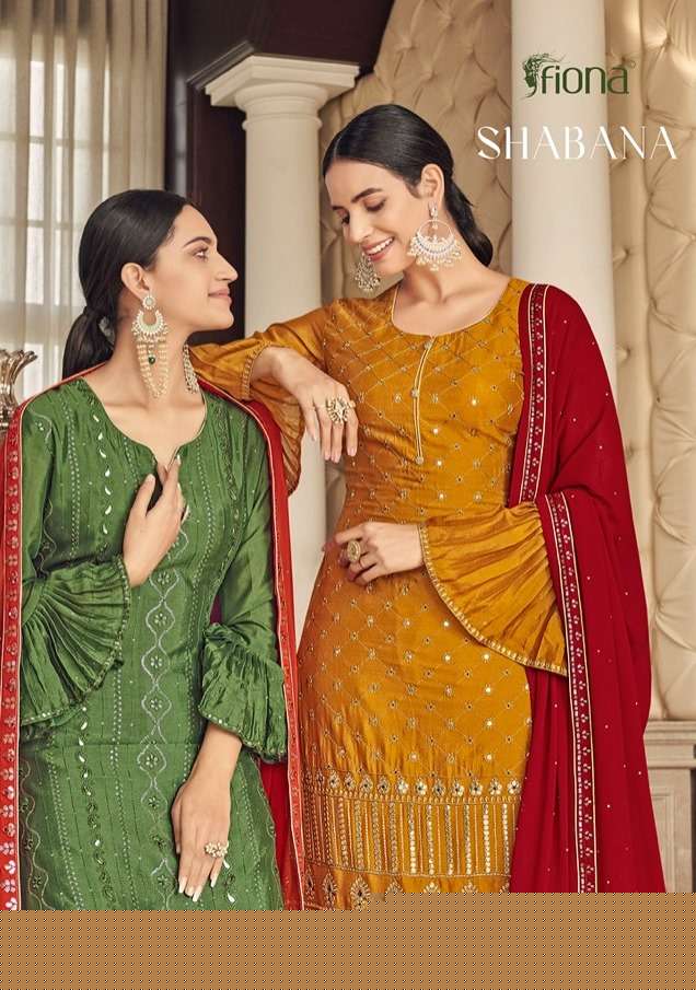 Shabana By Fiona 51051 To 51054 Series Designer Sharara Suits Collection Beautiful Stylish Fancy Colorful Party Wear & Occasional Wear Georgette Embroidered Dresses At Wholesale Price