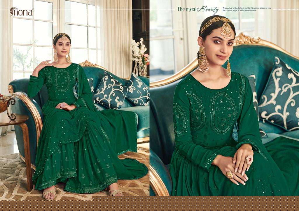 Sahana By Fiona 51031 To 51034 Series Designer Sharara Suits Collection Beautiful Stylish Fancy Colorful Party Wear & Occasional Wear Chinnon Embroidered Dresses At Wholesale Price
