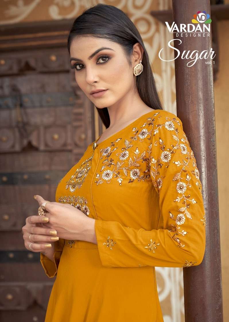 Sugar By Vardan Designer 51031 To 51033 Series Beautiful Stylish Fancy Colorful Casual Wear & Ethnic Wear Heavy Muslin Embroidered Gowns At Wholesale Price