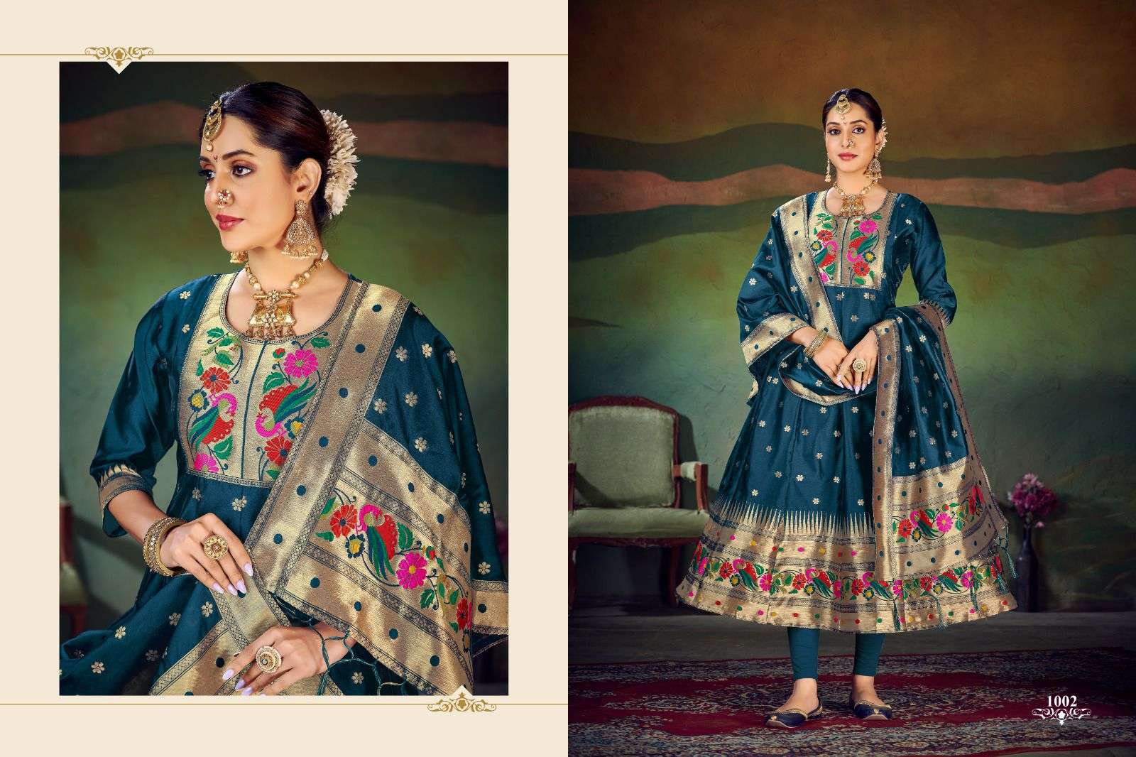 Star Paithni Gown By Smit Creation 1001 To 1006 Series Beautiful Stylish Fancy Colorful Casual Wear & Ethnic Wear Pure Tapeta Silk Gowns With Dupatta At Wholesale Price