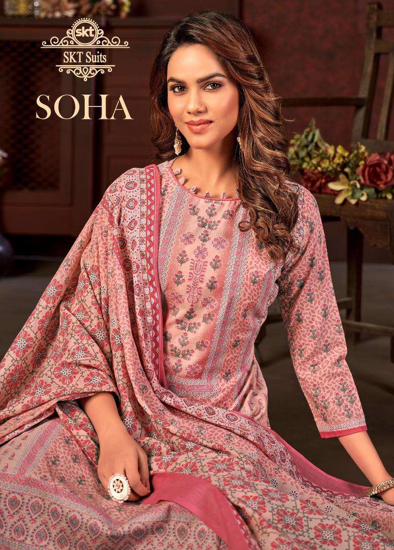 Soha By Skt Suits 77001 To 77008 Series Beautiful Festive Suits Colorful Stylish Fancy Casual Wear & Ethnic Wear Pure Cotton Print Dresses At Wholesale Price