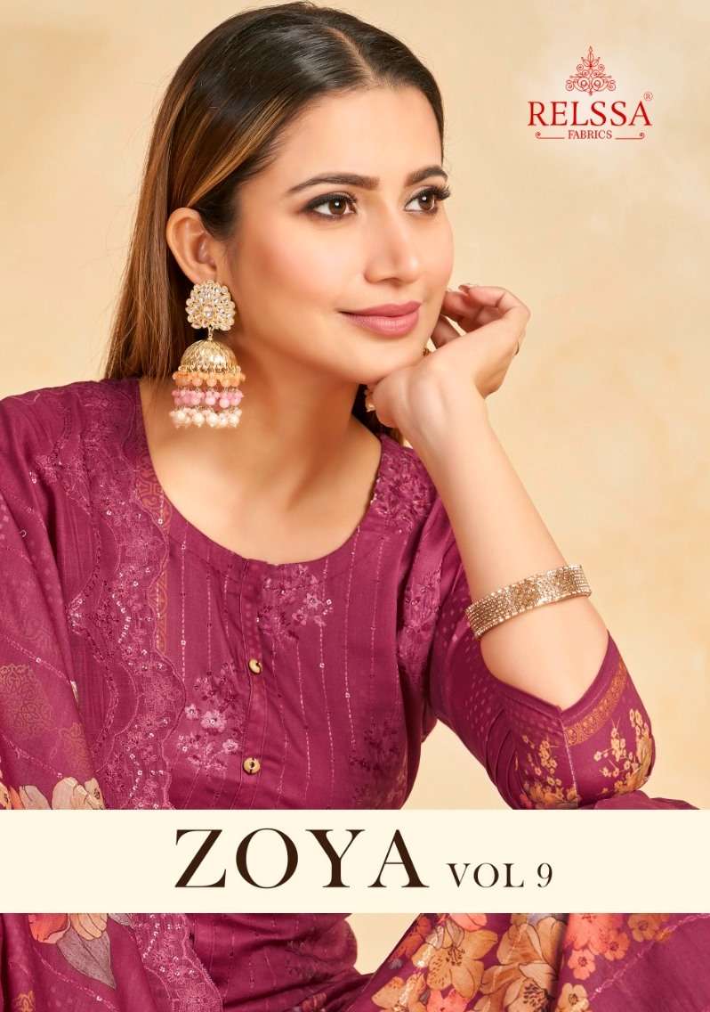 Zoya Vol-9 By Relssa Fabrics 901 To 906 Series Designer Festive Suits Collection Beautiful Stylish Colorful Fancy Party Wear & Occasional Wear Satin Cotton Dresses At Wholesale Price