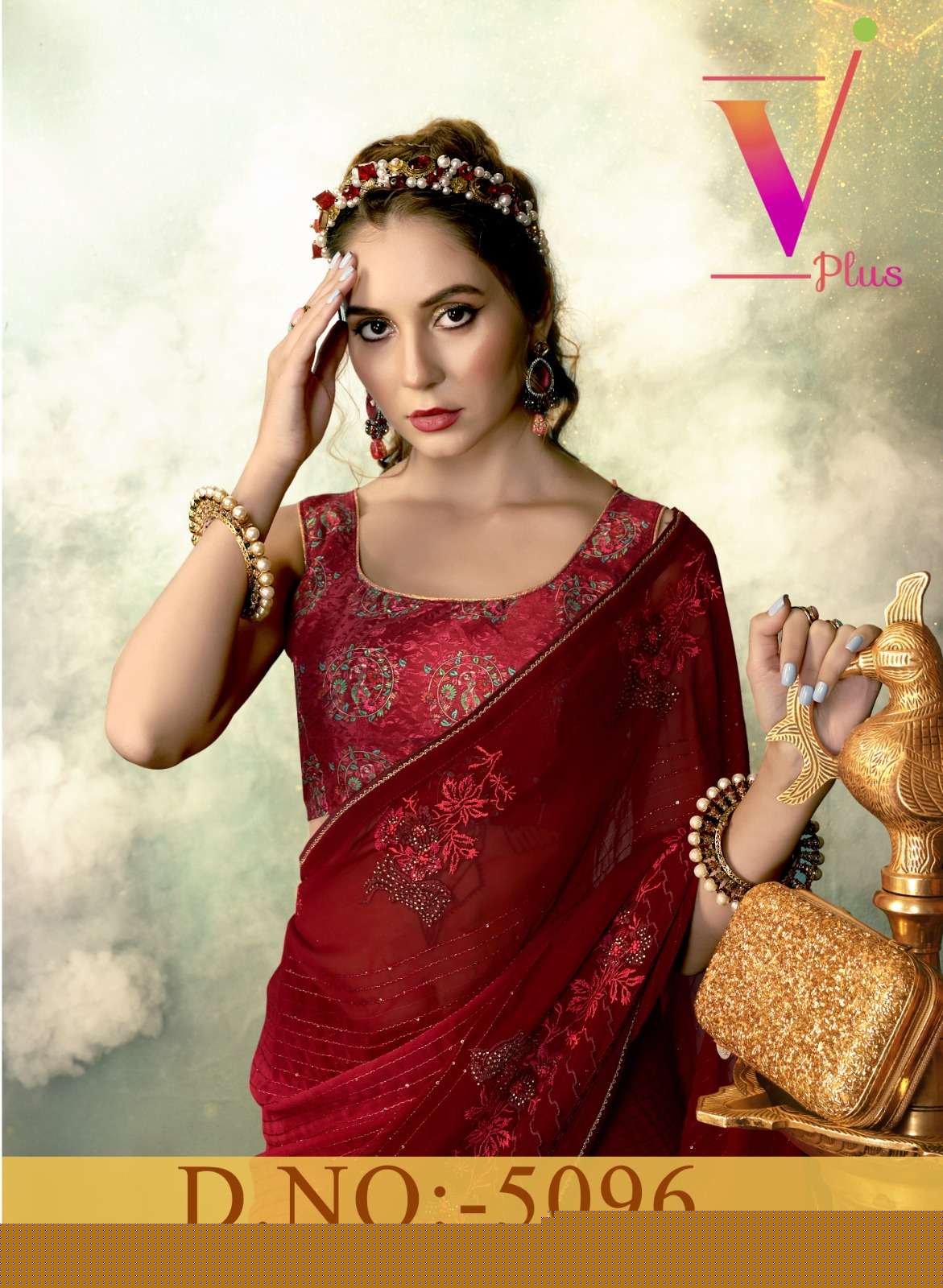 5096 By V Plus 18621 To 18624 Series Indian Traditional Wear Collection Beautiful Stylish Fancy Colorful Party Wear & Occasional Wear Georgette Embroidered Sarees At Wholesale Price