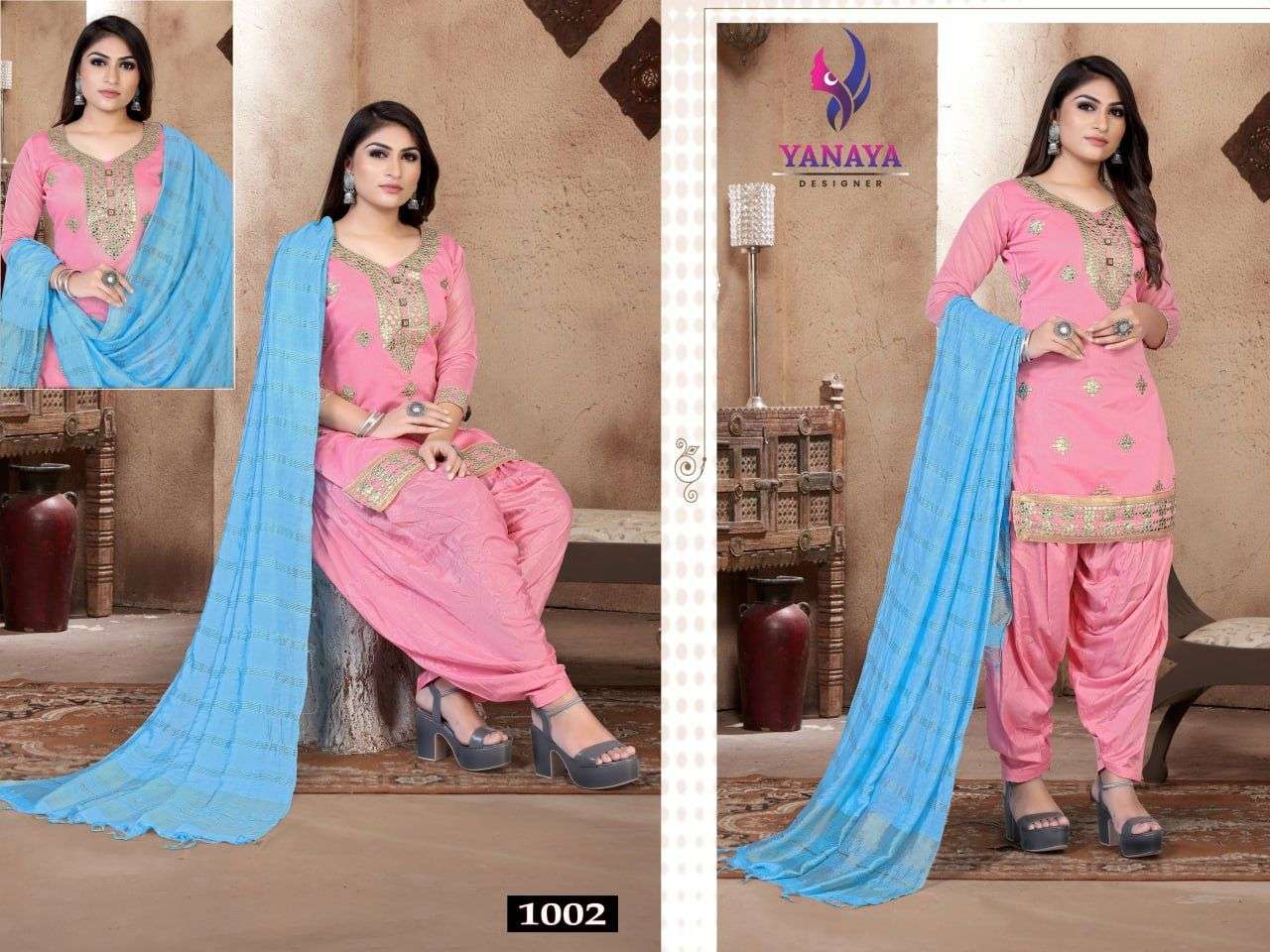 Aaina Vol-1 By Yanaya Designer 1001 To 1005 Series Festive Suits Collection Beautiful Stylish Fancy Colorful Party Wear & Occasional Wear Chanderi Embroidered Dresses At Wholesale Price