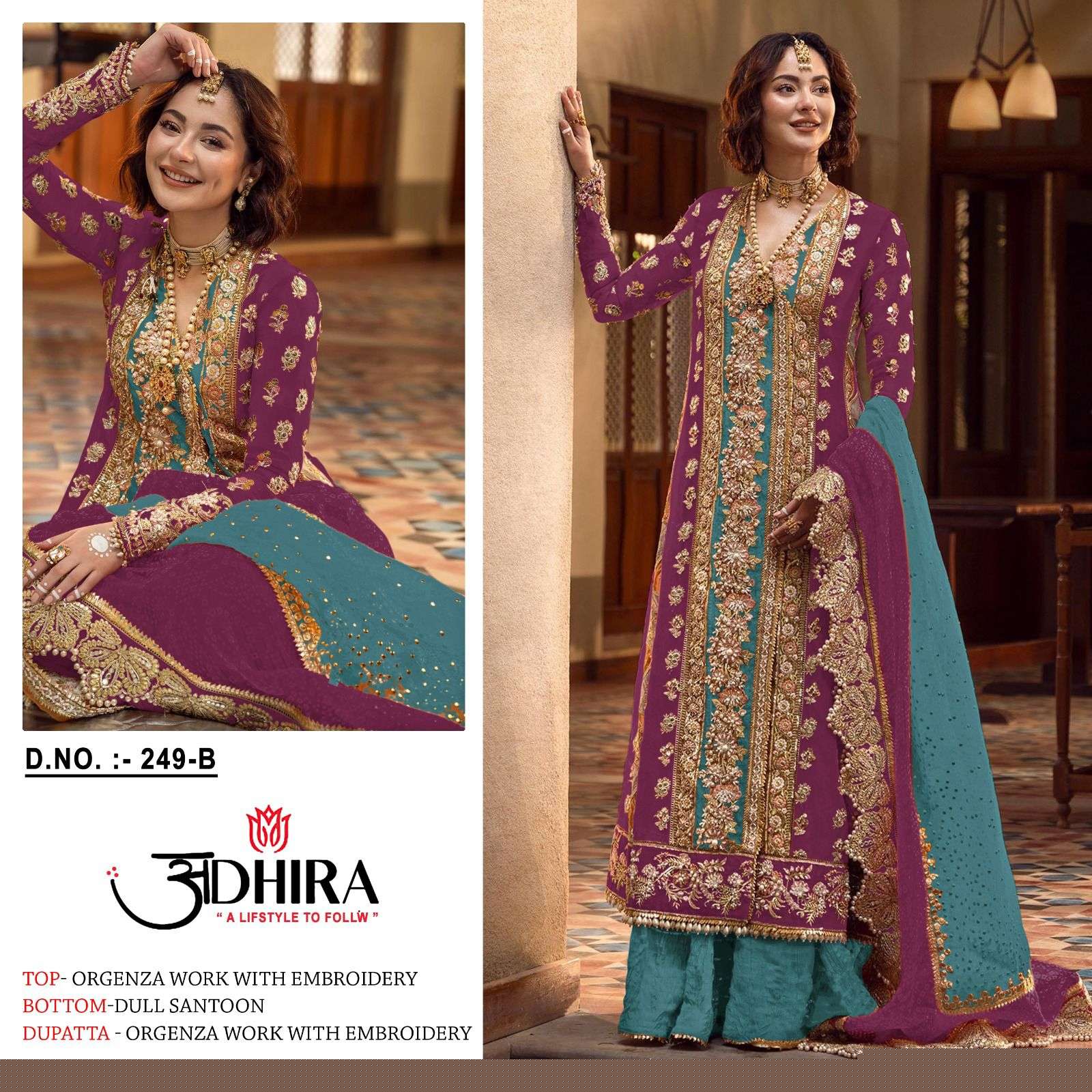 Adhira 249 Colours By Adhira 249-A To 249-D Series Designer Pakistani Suits Beautiful Stylish Fancy Colorful Party Wear & Occasional Wear Organza Dresses At Wholesale Price