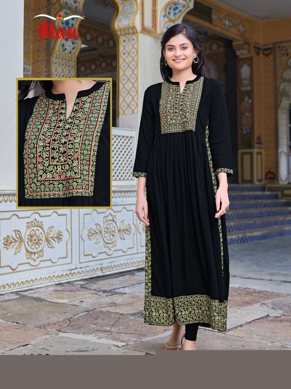B And B By Maa Creation 1001 To 1002 Series Designer Stylish Fancy Colorful Beautiful Party Wear & Ethnic Wear Collection Rayon Embroidered Kurtis At Wholesale Price