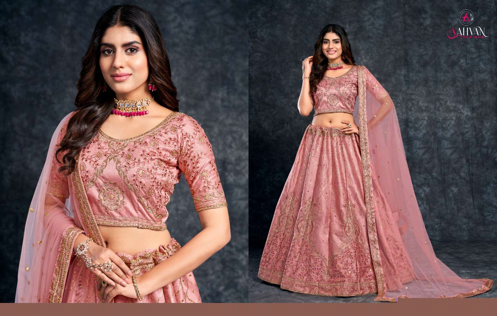 Bridal Saga By Aahvan 3801 To 3809 Series Bridal Wear Collection Beautiful Stylish Colorful Fancy Party Wear & Occasional Wear Silk/Net Lehengas At Wholesale Price