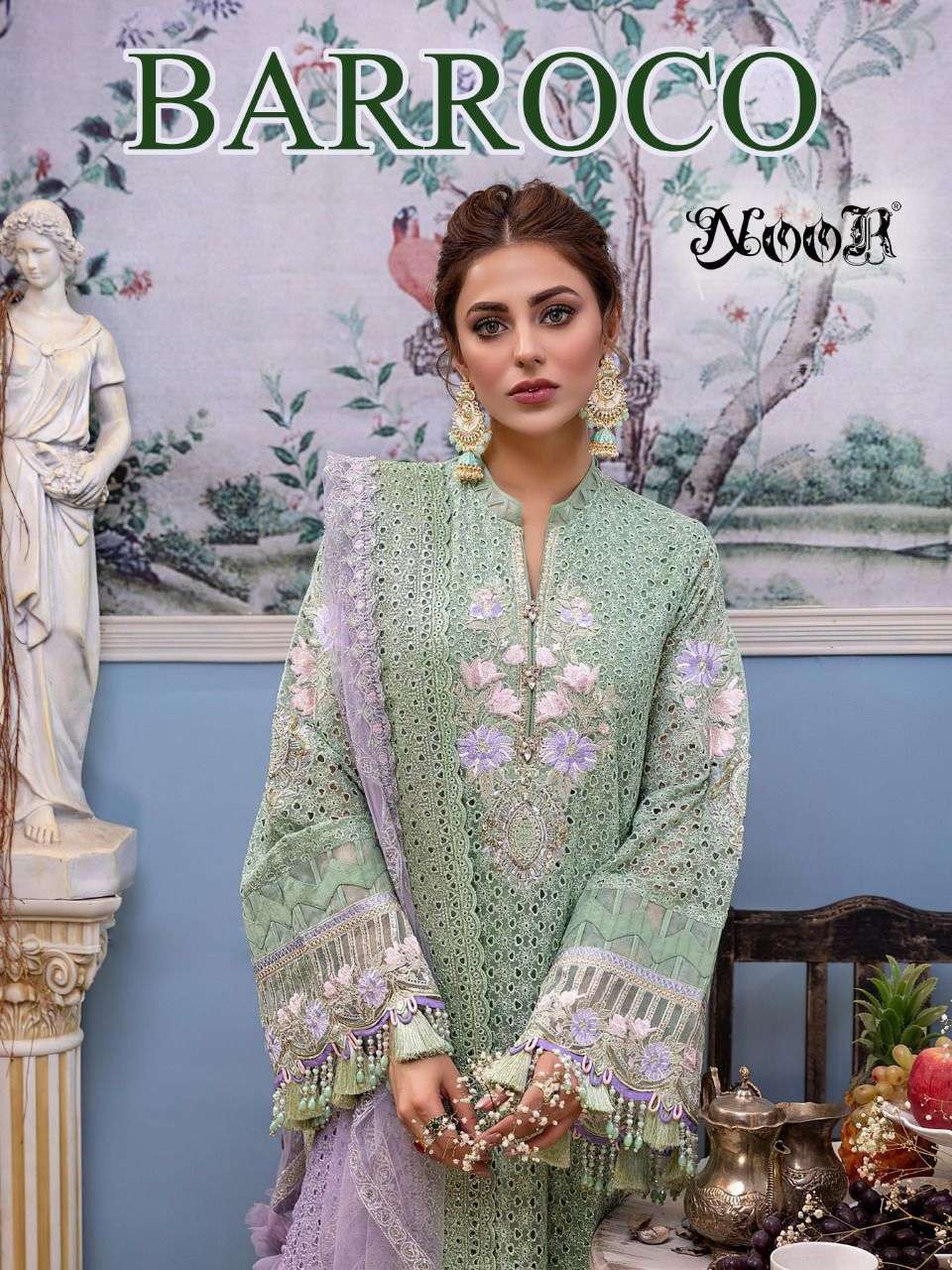 Barroco By Noor 10080 To 10082 Series Pakistani Suits Beautiful Fancy Colorful Stylish Party Wear & Occasional Wear Faux Georgette Embroidery Dresses At Wholesale Price