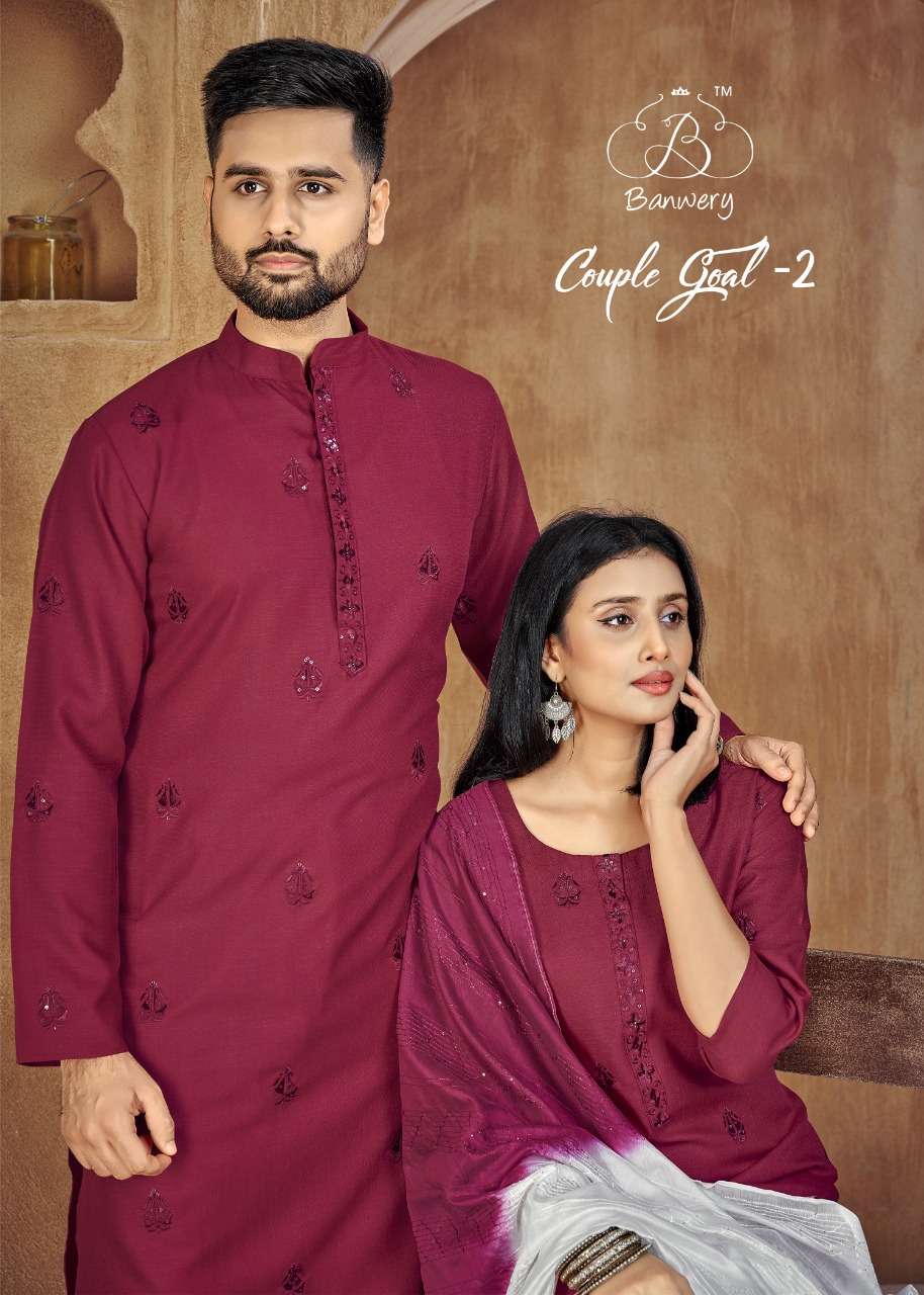 Couple Goal Vol-2 By Fashid Wholesale 1001 To 1007 Series Beautiful Colorful Stylish Fancy Casual Wear & Ethnic Wear & Ready To Wear Pure Cotton Dresses And Kurtas At Wholesale Price